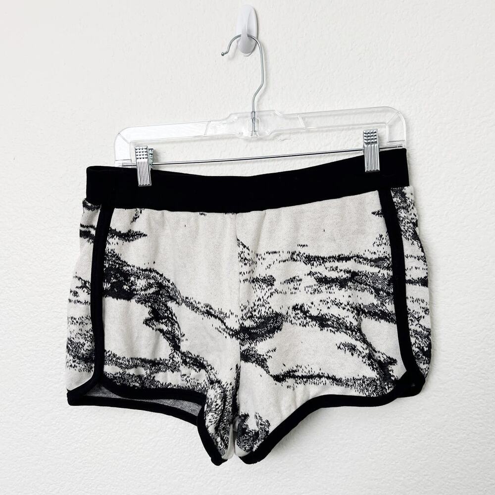 [Twenty Montreal] Black White Marble Abstract Print Knit Shorts Size Small S